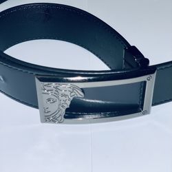 Versace Collection 200 Black Leather Half Medusa Belt