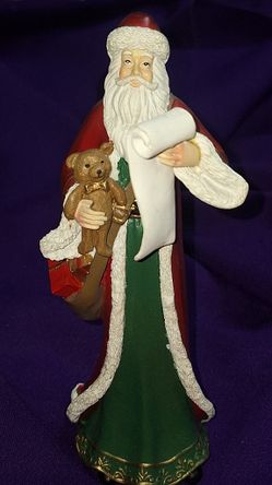Santa Figurine With Christmas List Teddy 🧸 And Gift Bag G12M041