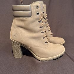 Timberland Tillston Olive Green Lace-Up Heeled Boots W7.5