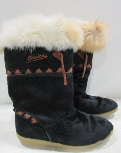Black Tecnica Calf Hair/Fur Boots - made in Italy - size 38 (U.S. women's 7.5)