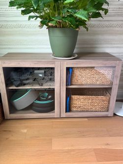 Modern TV Stand / Console Cabinet — Gray Woodgrain