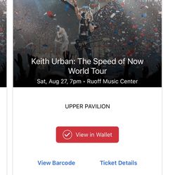 Two Tickets To Keith Urban At Ruoff August 27th Thumbnail