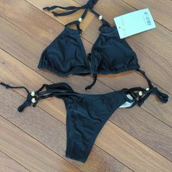 Black Bikini With Scrunch Butt Size S Brand New 
