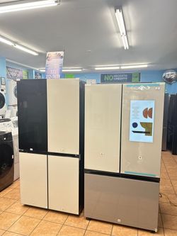 Samsung Bespoke 29 cu. ft. Standard Depth Smart 4-Door Flex French Door Refrigerator in White Glass with Beverage Zone