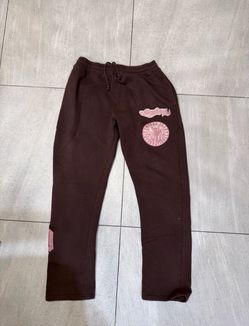 BoohooMAN Worldwide Crest Patch Fleece Sweatpants Brown L