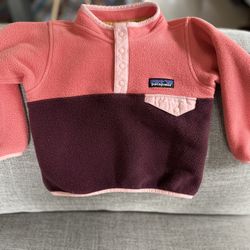 Girls Toddler Patagonia 2T Synchilla Fleece Snap-T Sweater Pullover In Pink Purple