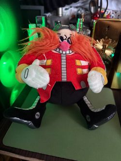 Kidrobot Sonic The Hedgehog RARE Fuzzy Mustache Dr. Eggman Phunny Plush 8”