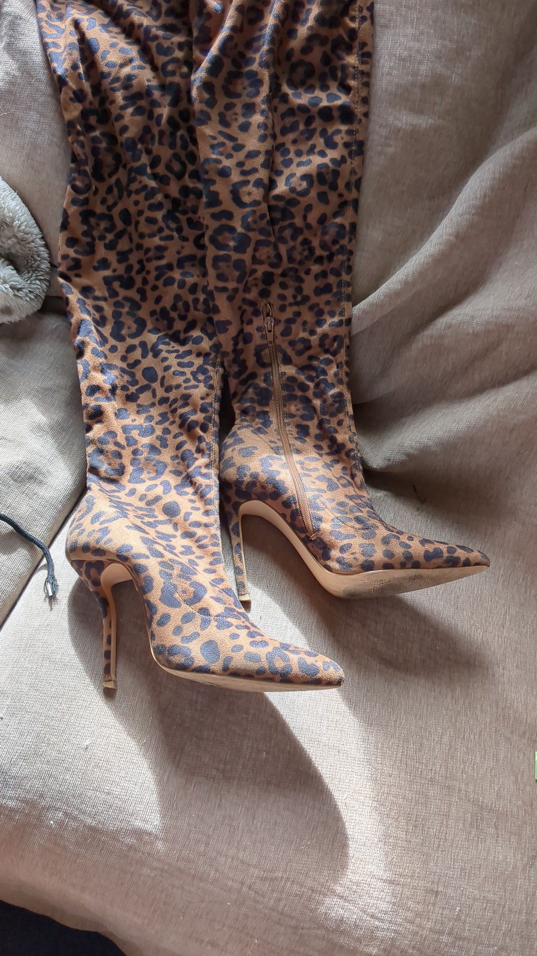 Leopard Thigh High Boots Size 10