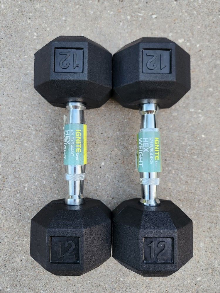 NEW 12lb Rubber Dumbbells