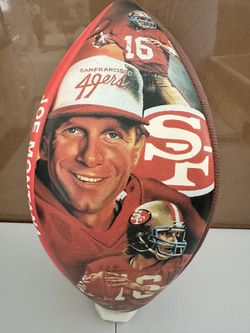 Joe Montana, San Francisco 49Ers, Autographed Football With Career, Statistics, And Picture One Of A Kind