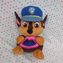 Paw Patrol Chase plush 12"H holding Valentine Heart Nickelodeon 2021