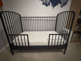 Black Metal Convertible Crib Toddler Bed - Crate and Barrel