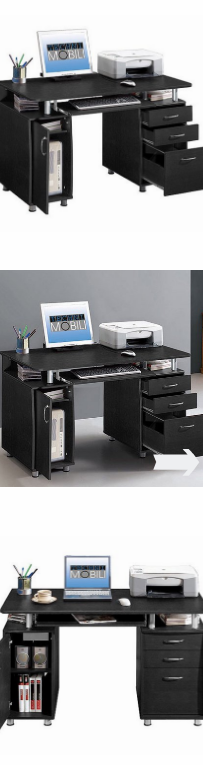 NEW Super Storage Computer Desk Espresso Office Modern Home Studio Workstation Furniture Wood Laptop Table Shelf Cabinet Drawers and Shelves *↓READ↓*
