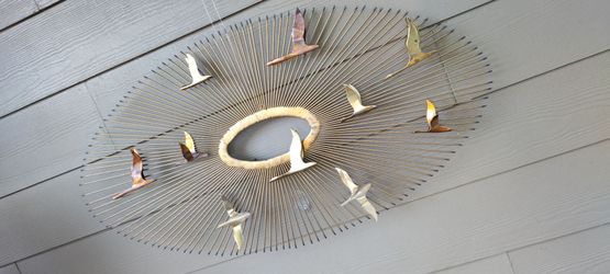 Vintage mid century metal wall art. Birds in flight. Jere, homco