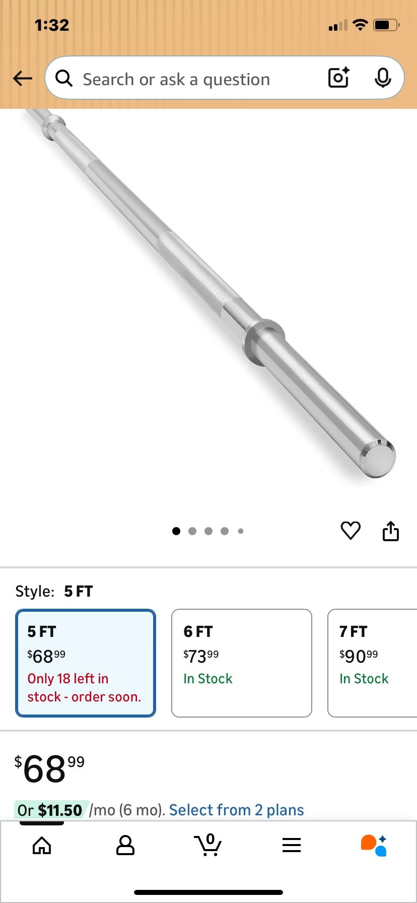 1” Solid Barbell / Weight Bar