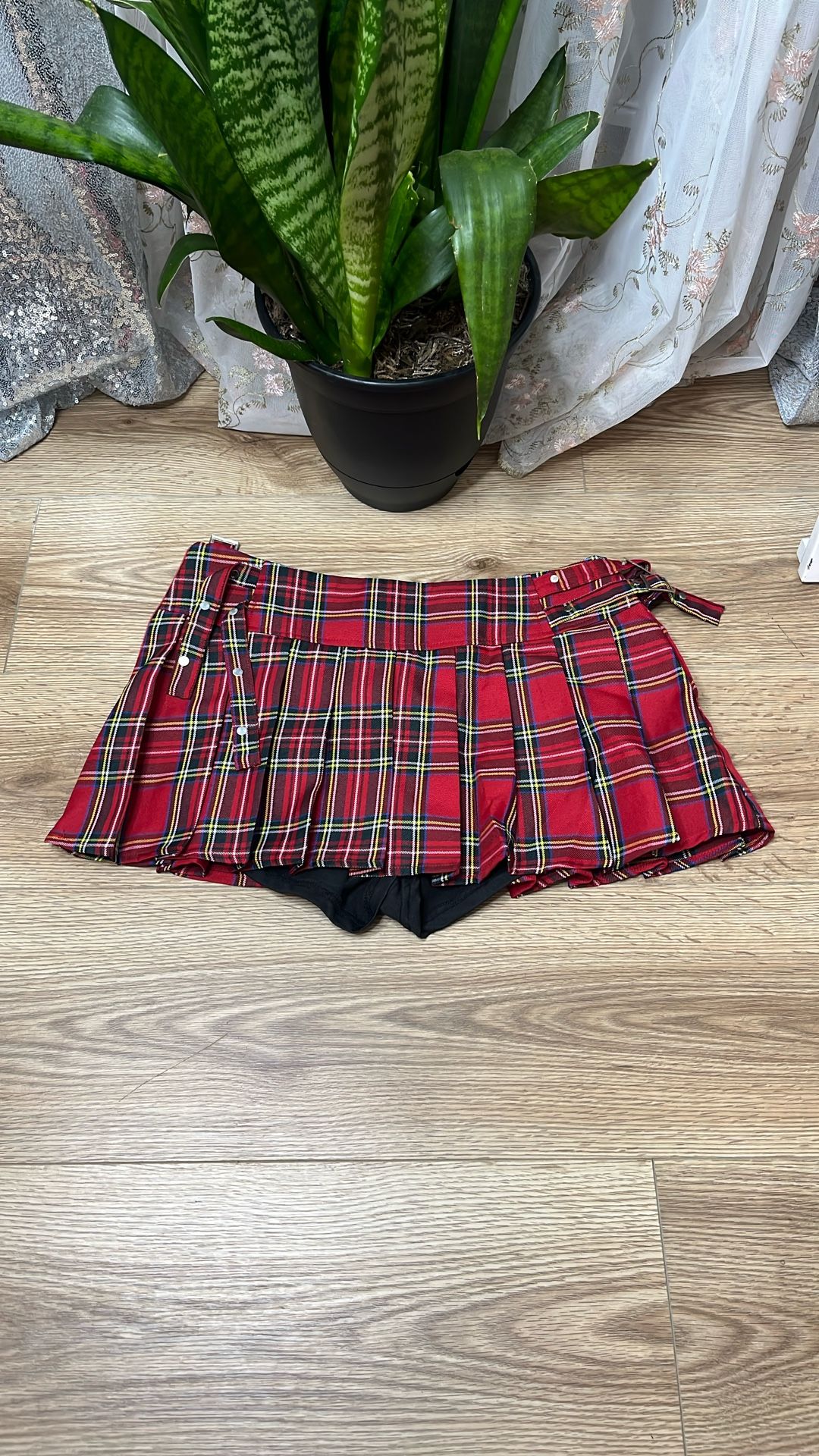 Red Plaid Mini Skirt