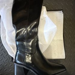 UBWDU Chunky Heel Knee High Boots Women