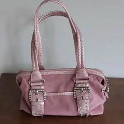 VINTAGE NEW KATHY VAN ZEELAND TIMES SQUARE BLUSH PINK CRYSTAL BLING BUCKLE PURSE SATCHEL HANDBAG