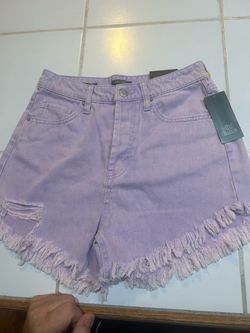 Wild Fable Highest Rise Cut-Off Purple Jean Shorts with a frayed hem and back pockets