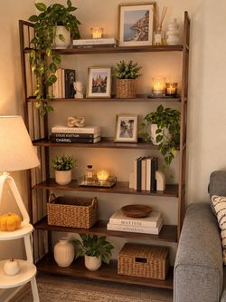 Large Dark Wood Bookshelf / Etagere