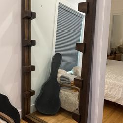 Huge Wood Crate And Barrel Floor Mirror