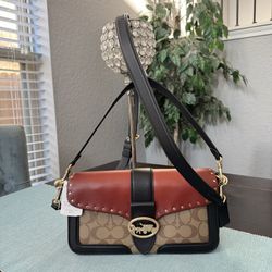 Coach Georgie Shoulder Bag In Colorblock Signature Canvas