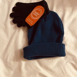 Blue Beanie And Mitten