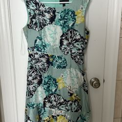 J. Crew Aquatic Floral 100% Silk A-line Fit Flare Dress Cap Sleeve Sz 6