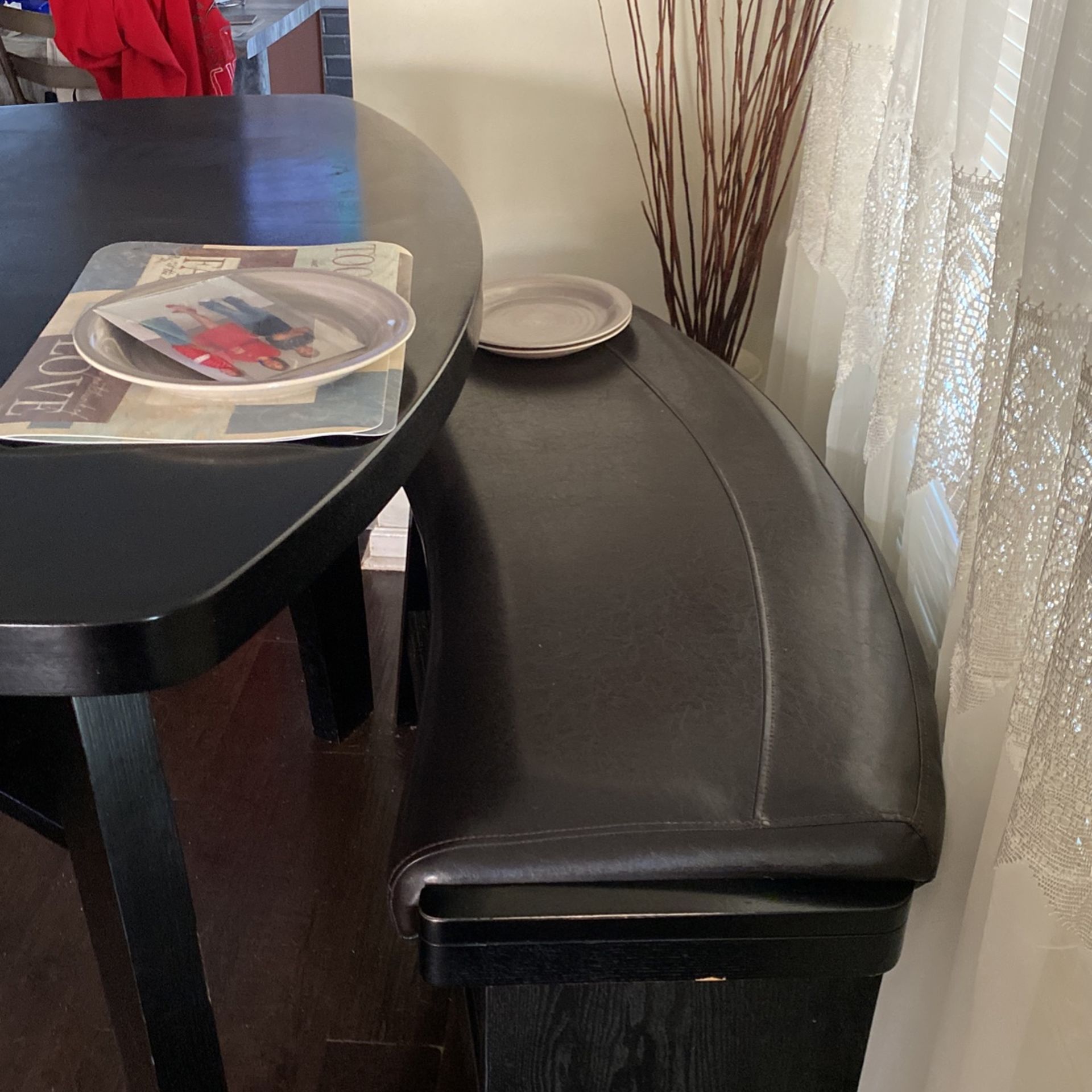Dinning Room Table Pub Style With Two Stools And A Bench