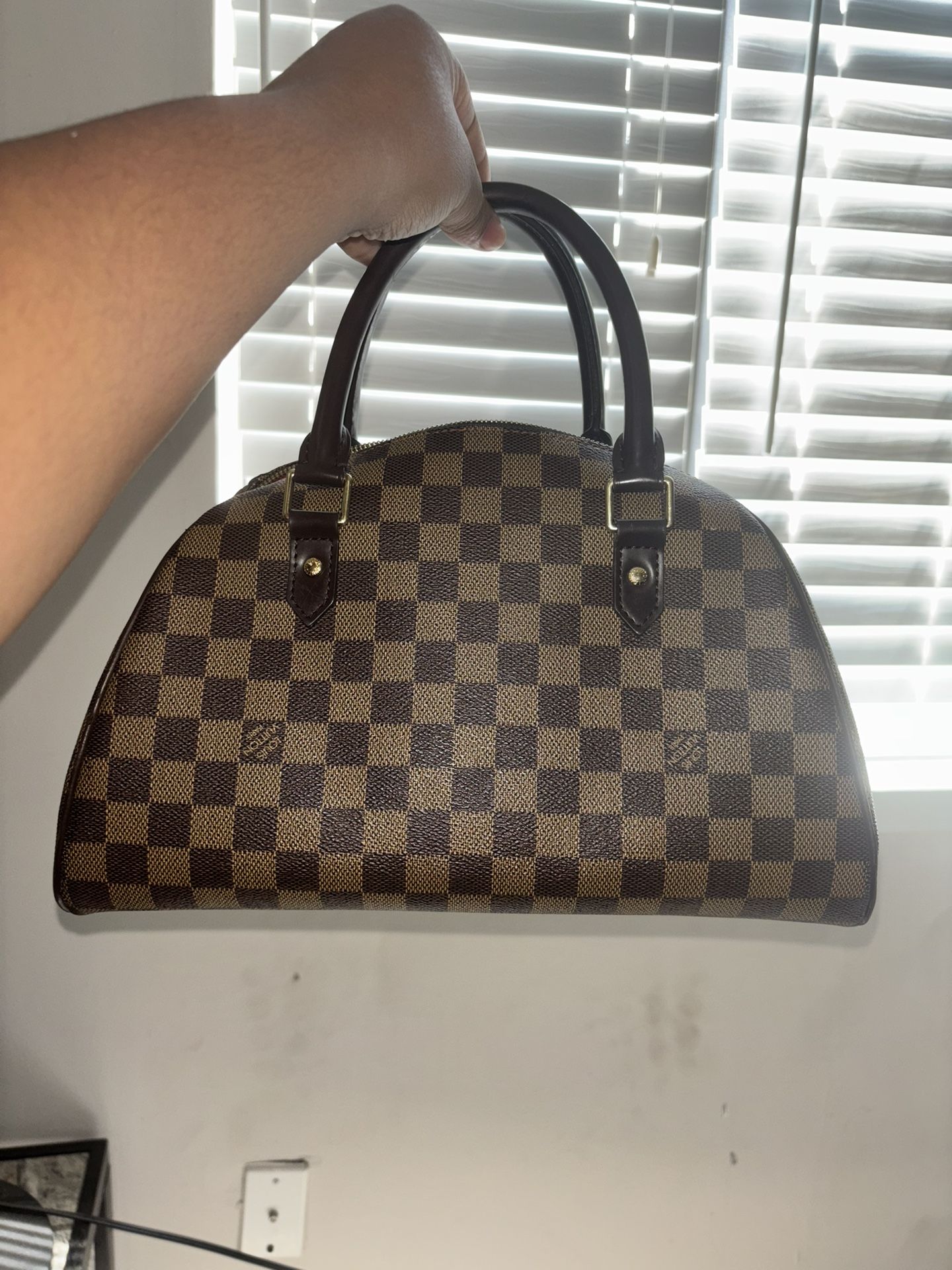 Pre-Owned Louis Vuitton Ribera MM Damier Ebene Brown