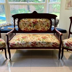 Newly upholstered Antique Sofa And Chair 