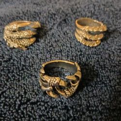 Set of 3 Dragon Claw Rings 