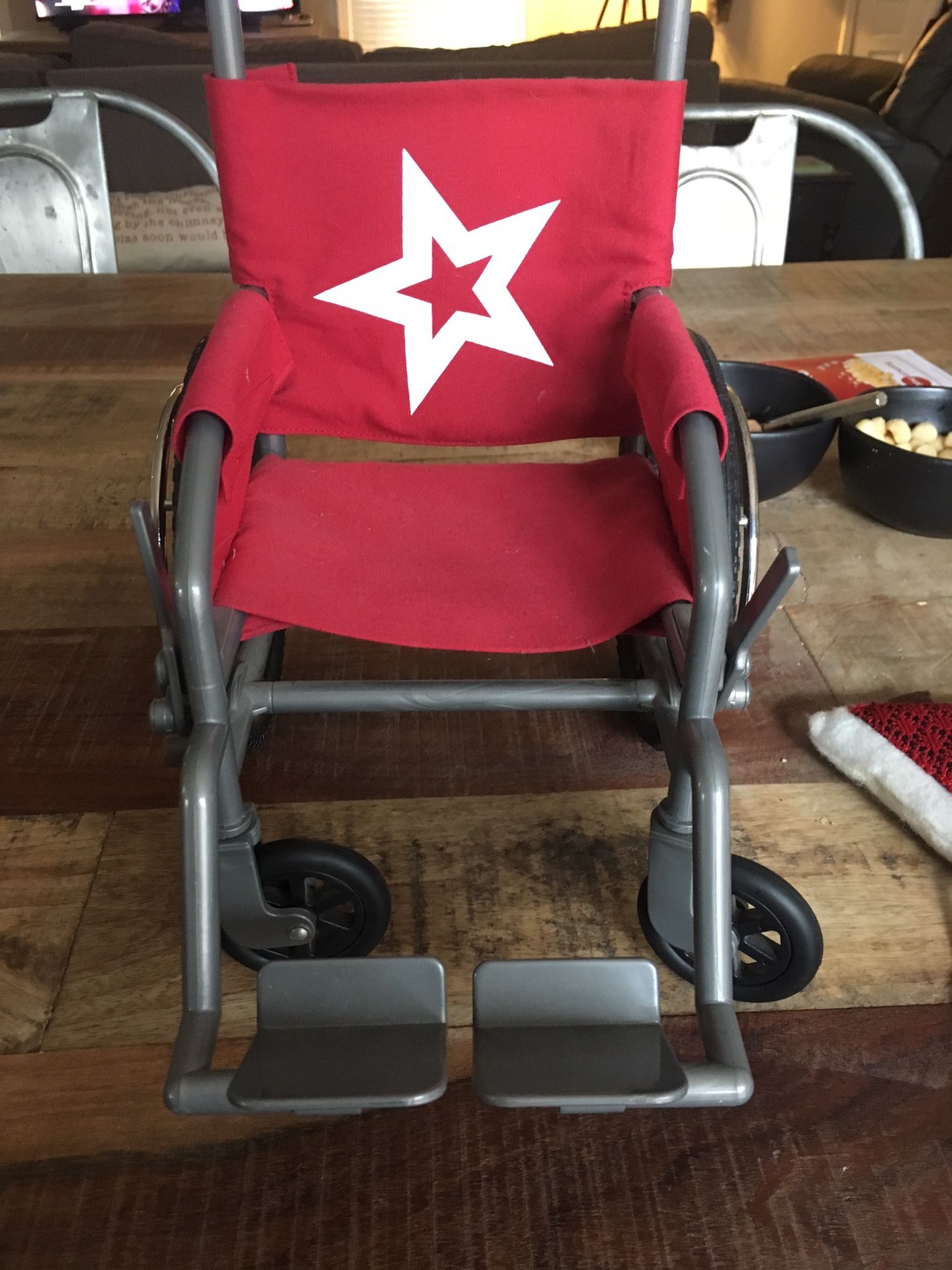 American girl doll wheel chair does not come with doll never really used in excellent condition!