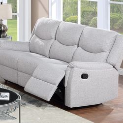 Brand New Light Biege Linen Manual Reclining Sofa