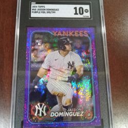 2024 Jasson Dominguez Topps Series 1 Purple Foil #595/799 Sgc 10 Yankees Rookie Card 