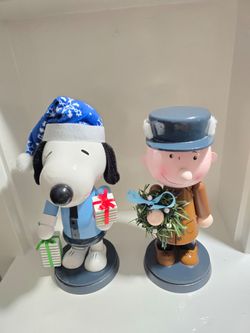 New Peanuts Charlie Brown and Snoopy Wooden Nutcrackers BOTH FOR $30