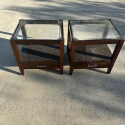 2 Glass Side End Tables
