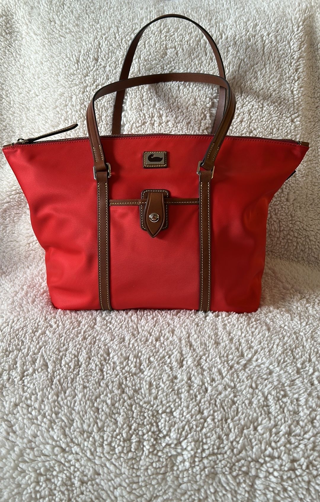 Dooney & Bourke Wayfarer Red Nylon Tote Bag w/ Key Fob