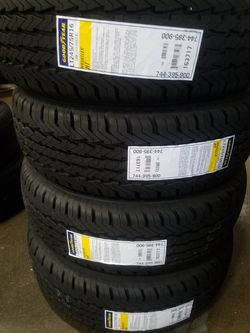 245 75 16 LT Goodyear Wrangler H/T all-season tires. $150 per tire