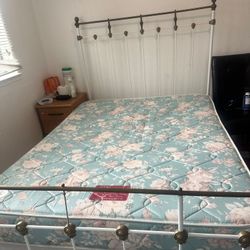 Queen Size Bed With Mattress And Frame  Metal Bed 