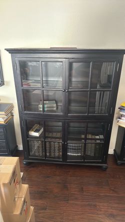 Large Black Glass Cabinet
