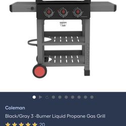 coleman cookout 3-burner propane gas bbq grill 