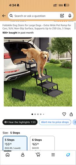 Foldable Dog Stairs for Large Dogs – 5 Steps