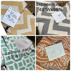 All panels are five dollars each!! See all photos!   DIFFERENT  drapery sets, (some have 2 some 4 pieces Available , And one coastal valance . 5$ EACH