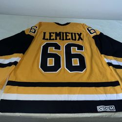 CCM Yellow Mario Lemieux Pittsburgh Penguins Heroes Jersey Mic Mens 2xl Clean