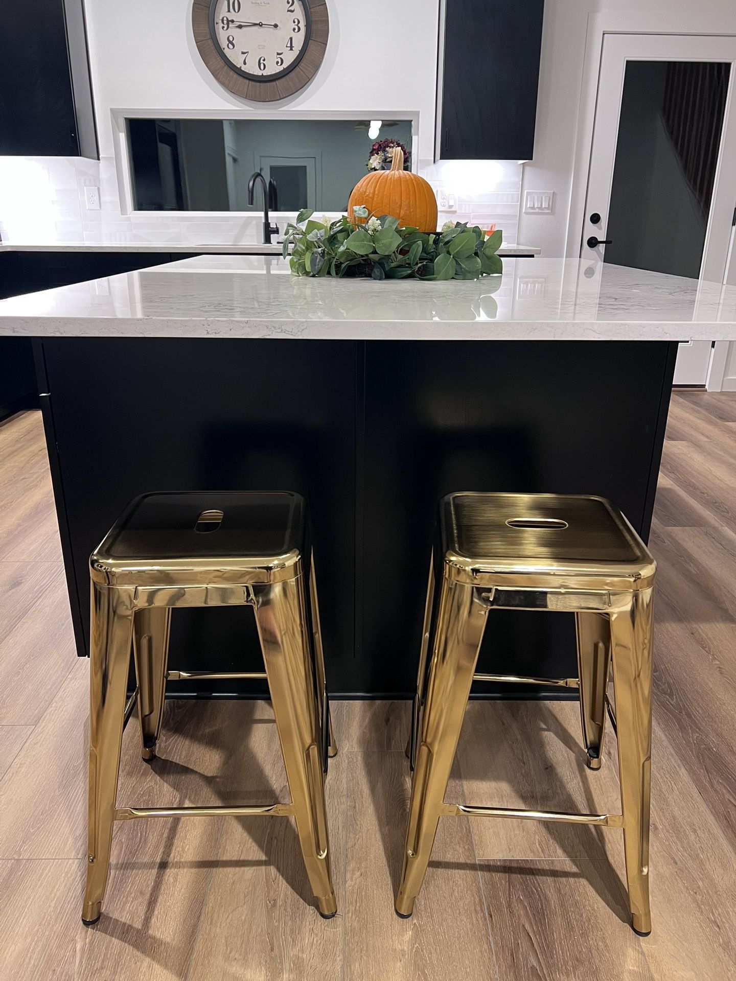 24” Gold Bar Stools Set
