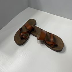 Sandals Brown Leather Sandals With Adjustable Straps 