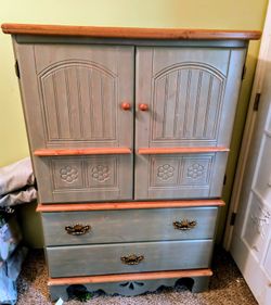 GREEN SHABBY CHIC ARMOIRE 