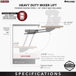 Zinc Mixer/Appliance Lifting System for Kitchen Base Cabinet