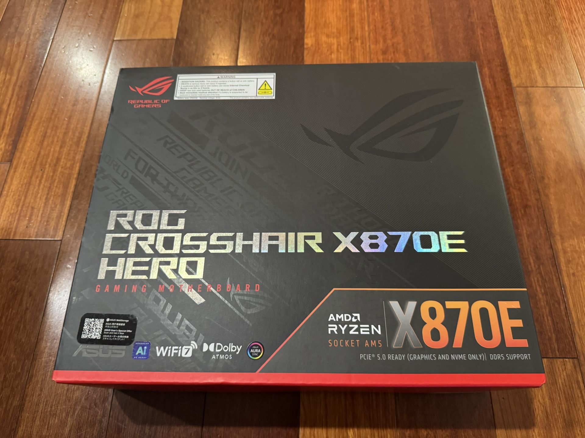Brand new ASUS ROG Crosshair X870E Hero AMD X870E AM5 ATX Motherboard
